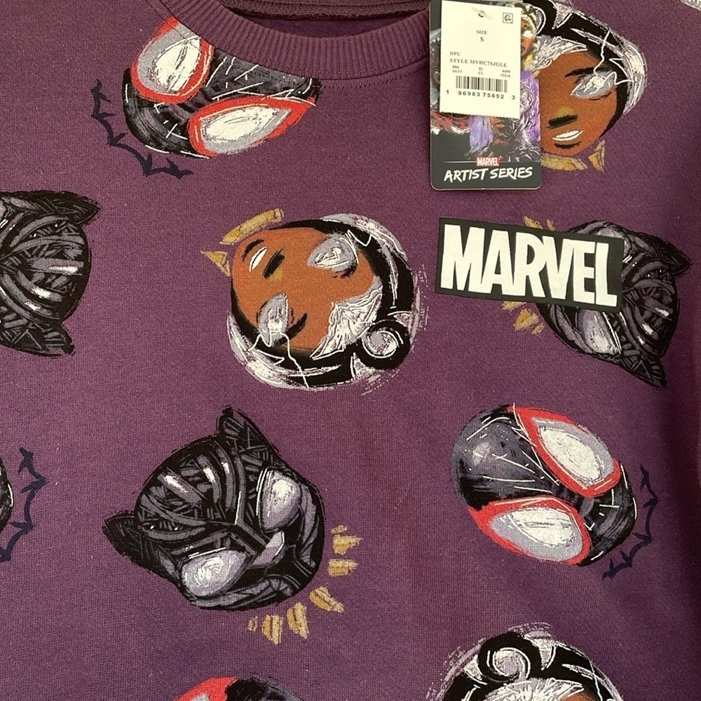 Marvel Black Panther Artist Series Purple‎ Cropped Sweatshirt - Picture 3 of 9